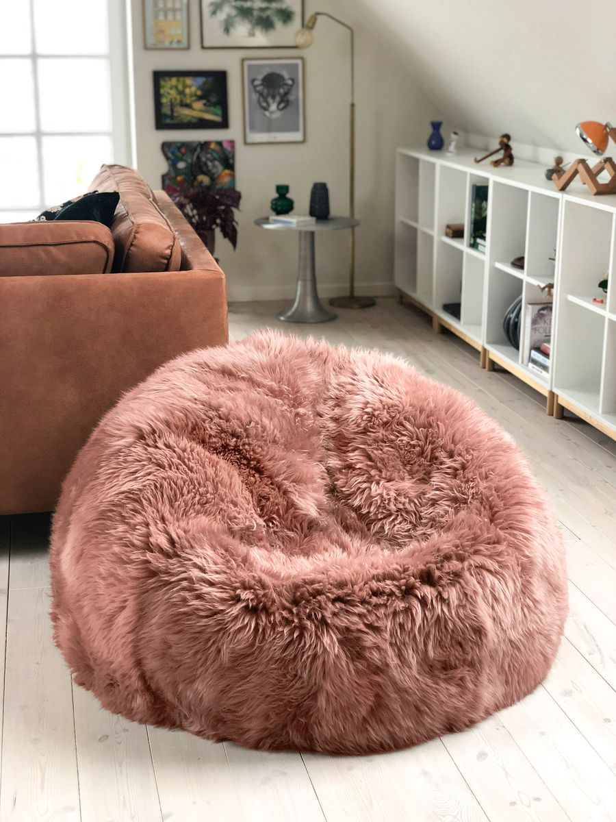 Lammfell Sitzsack | Langhaar | Neuseeland | Rosa Rosa