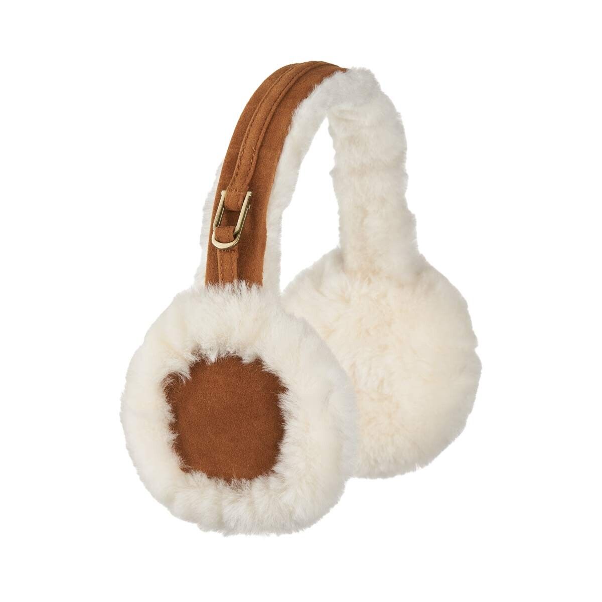 Simone Earmuff | 100% Lammwolle Leder Braun