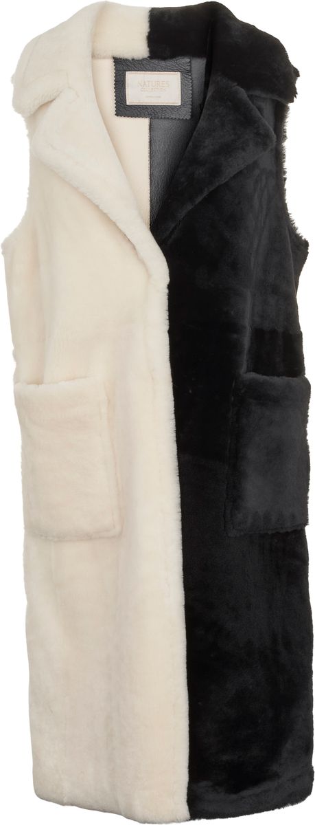 Raelynn Weste | Shearling Schwarz/Leinen