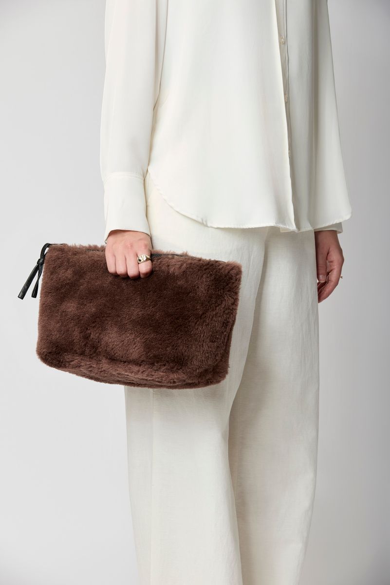 Maxi Havana Clutch | Lammwolle Kaffeebohne