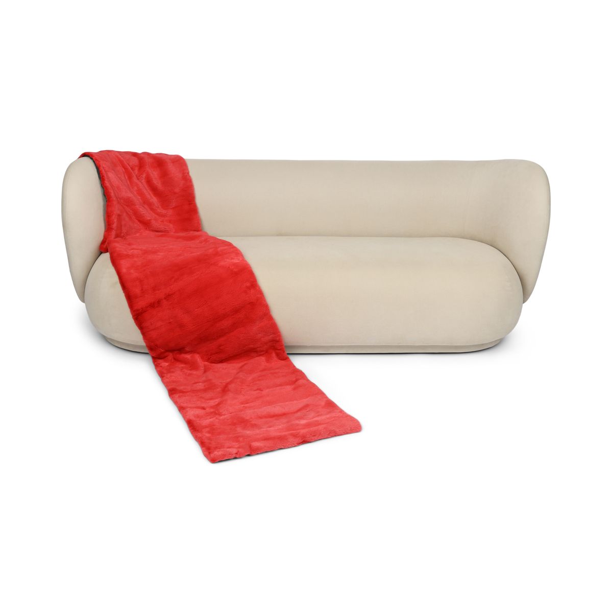 Nerzdecke | Kaschmirrückseite | Rot | 52x222 cm