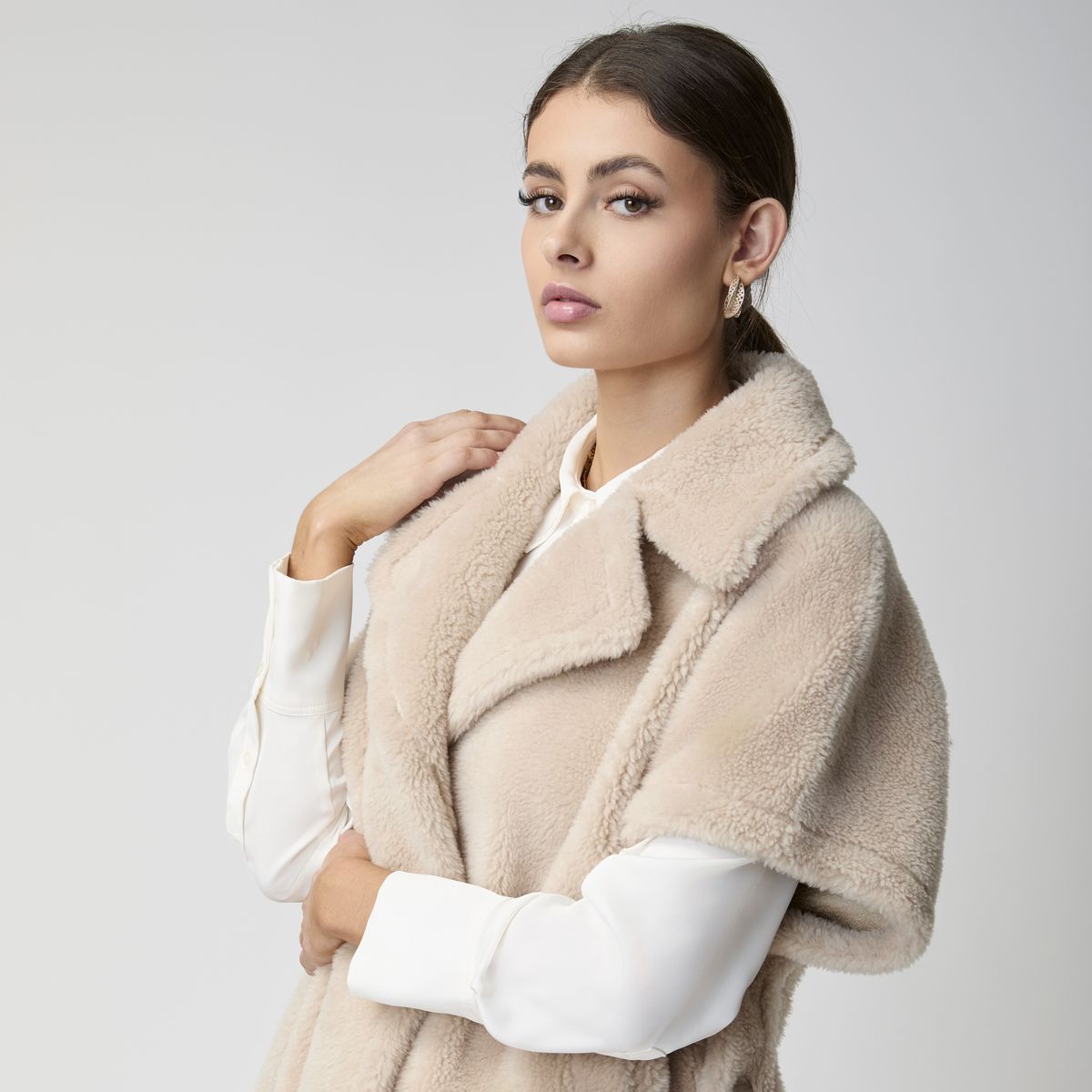 Elvira Poncho | Lammwolle Beige