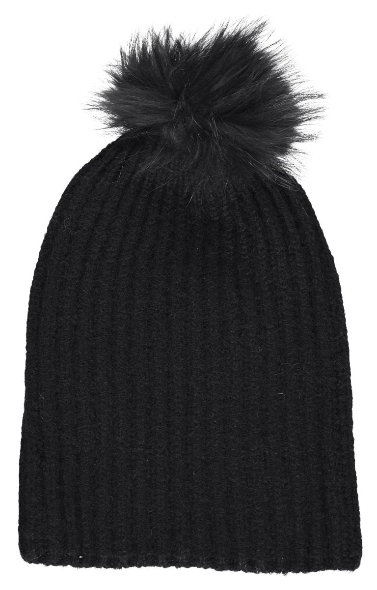 Simone Beanie | Wolle, Waschbär Schwarz/Schwarz