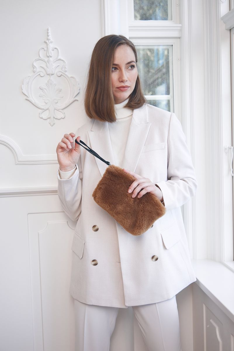 Nelly Clutch | Lammfell Teddybraun