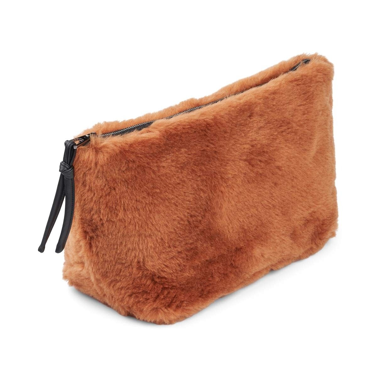 Maxi Havana Clutch | Lammwolle Leder Braun