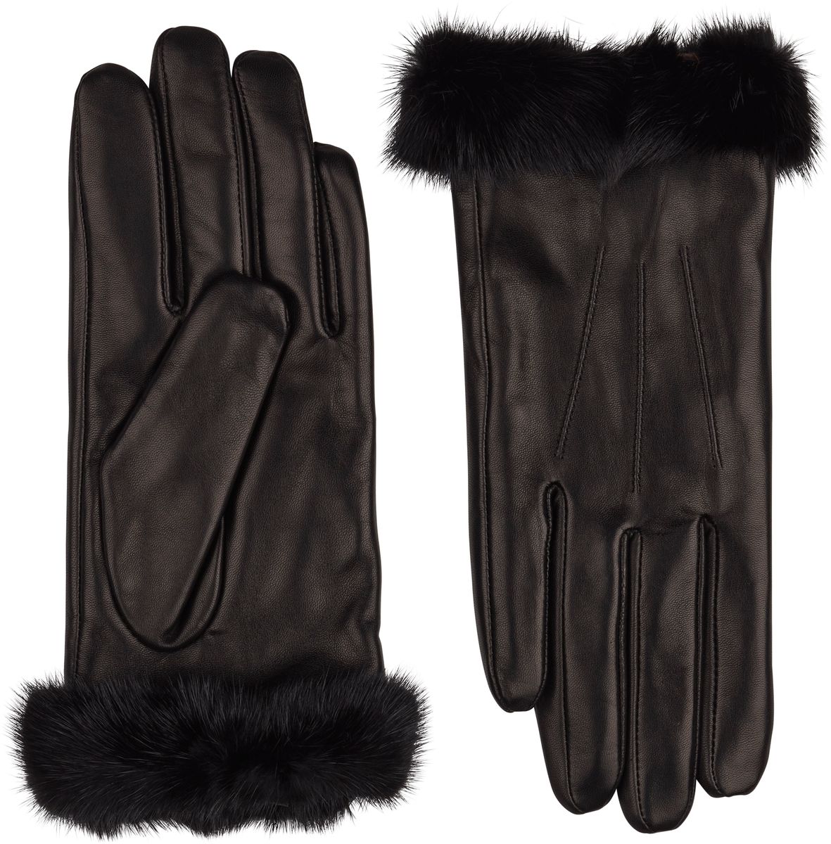 Kendall Handschuhe | Lammfell, Nerz Schwarz