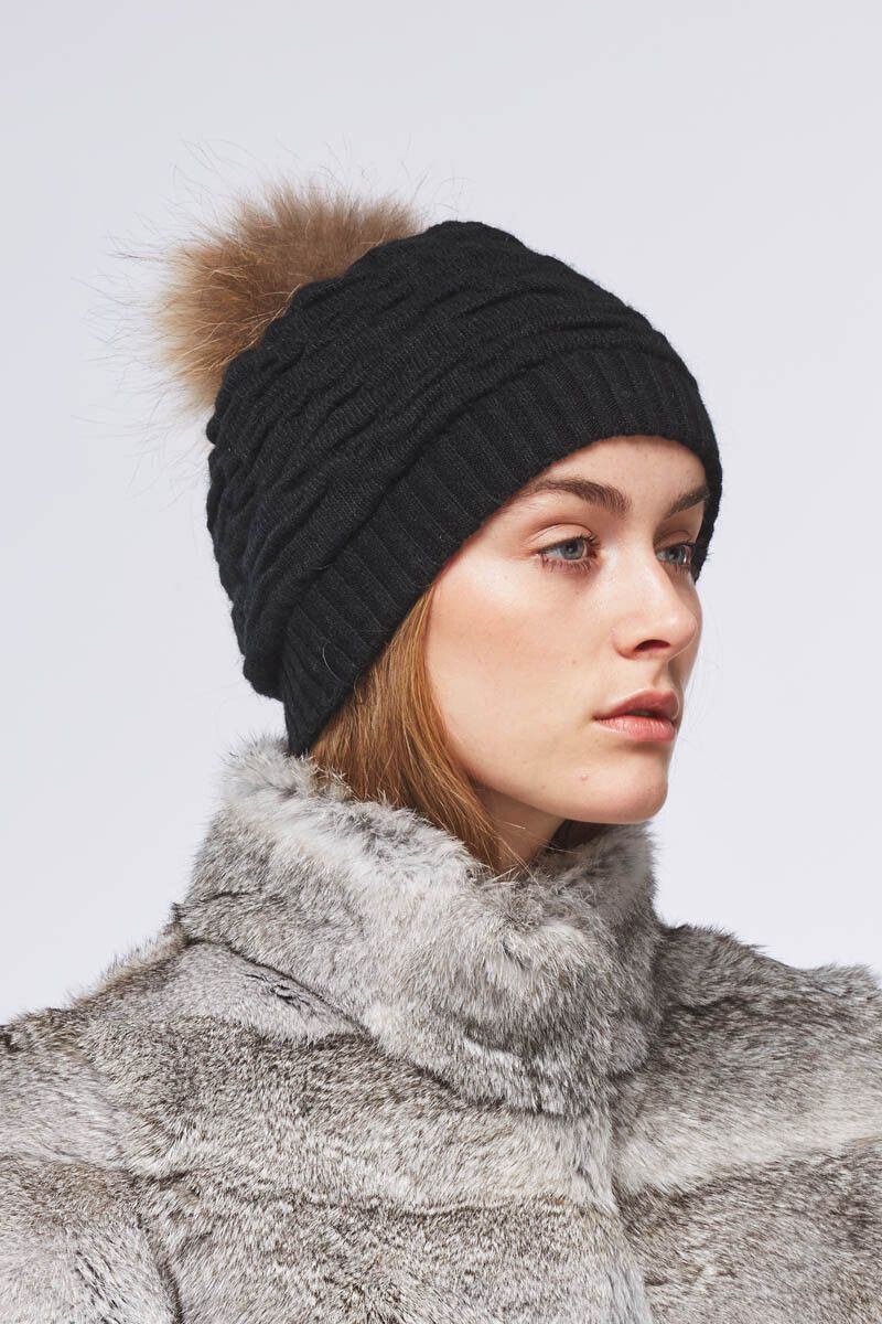 Sidse Beanie | Wolle, Waschbär Schwarz/Naturbraun