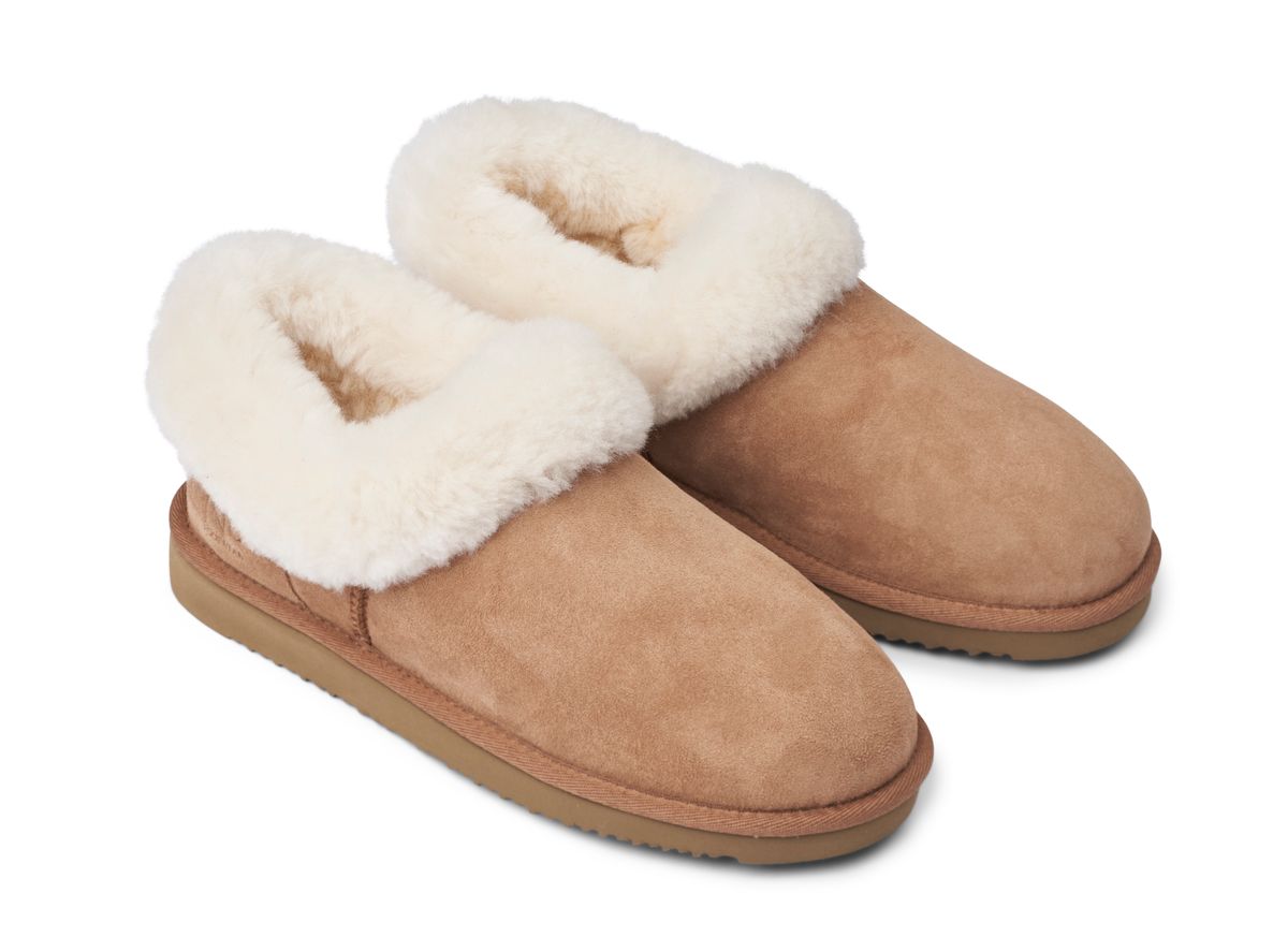 Hard Sole Slipper | Wildleder, Lammwolle Kastanie