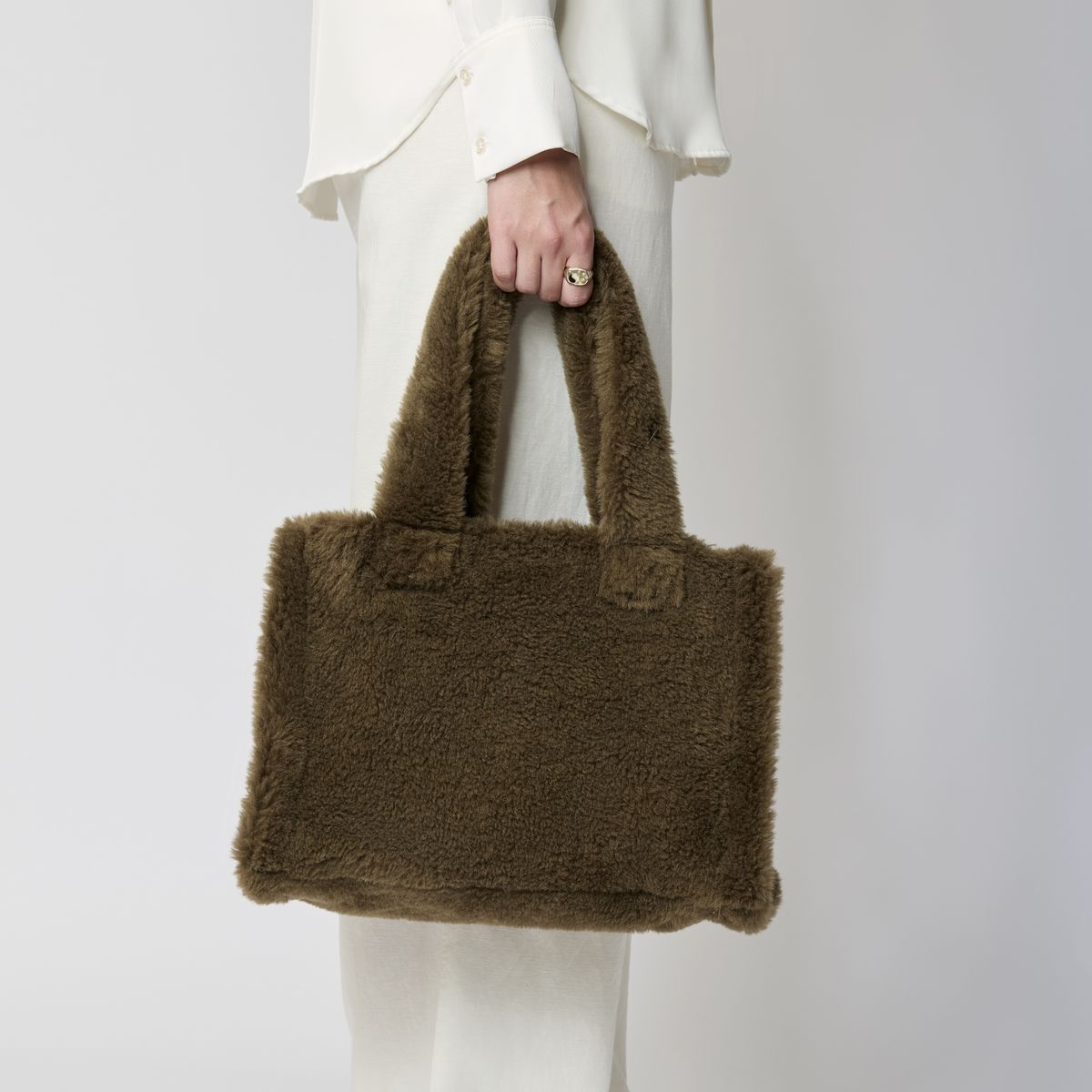 Mini Glory Shopper | Lammwolle Lederbraun
