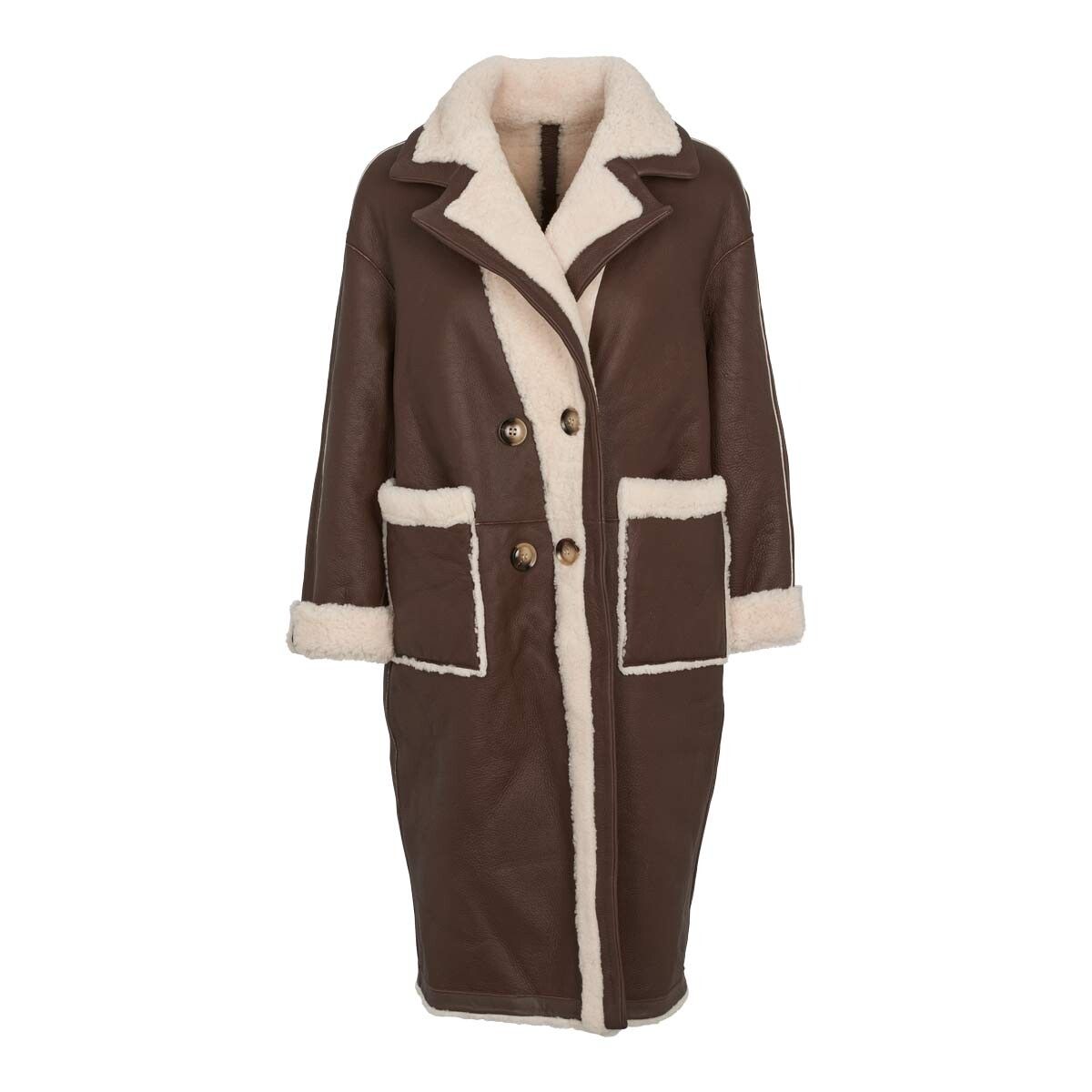 Jill Mantel | Shearling Schoko/Beige