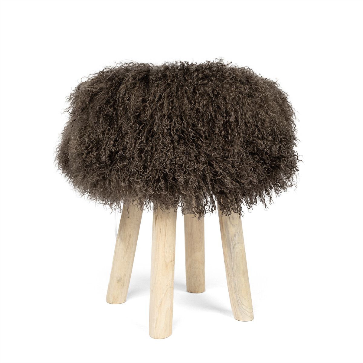 Theo Hocker mit Lammfell | Tibet | Eichenbeine Taupe