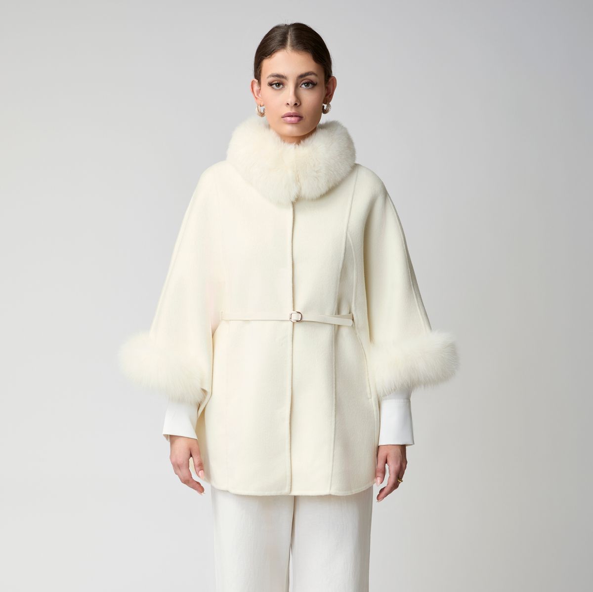 Lorraine Poncho | Wolle, Fuchs Beige