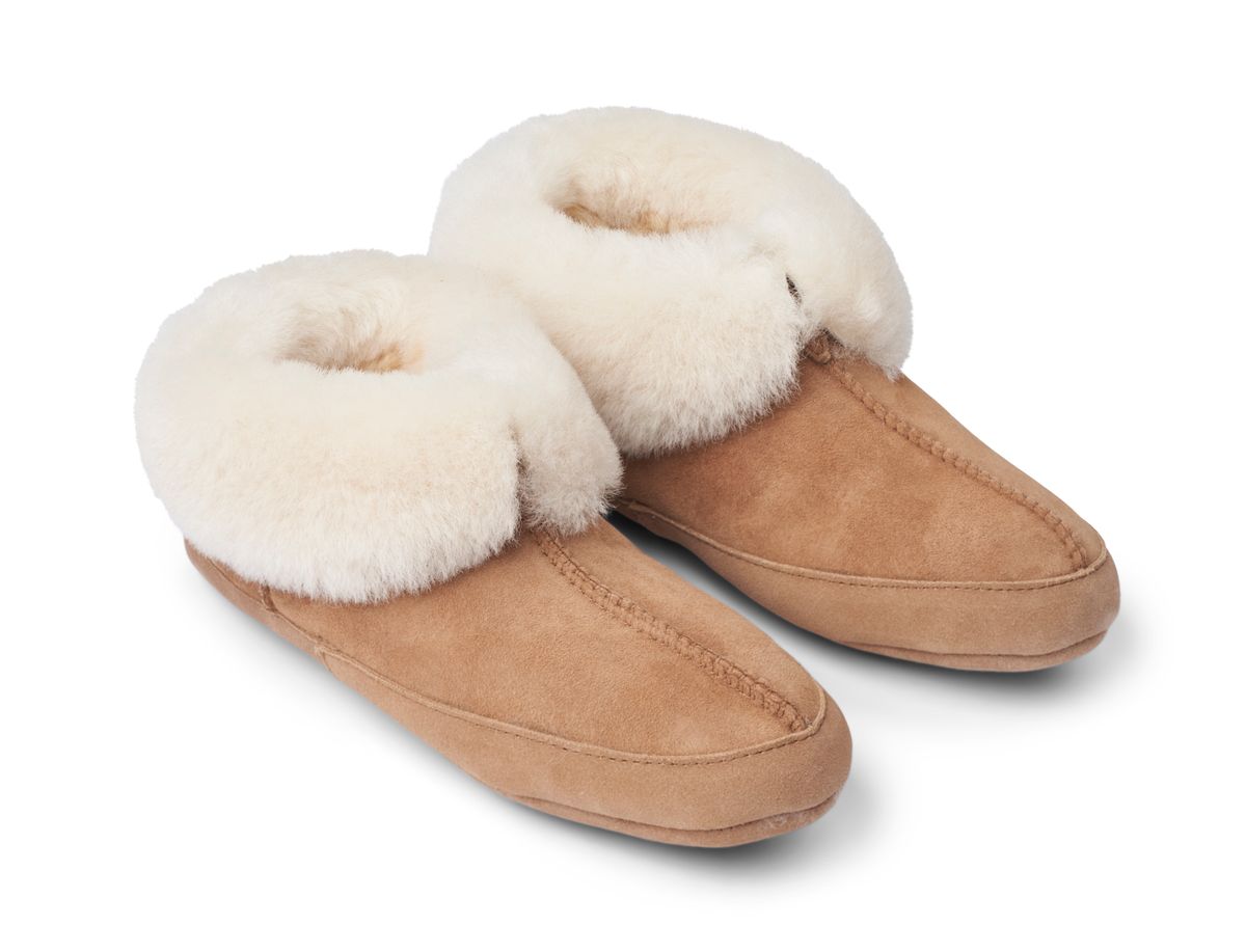 Soft Sole Slipper | Wildleder, Lammfell Kastanie