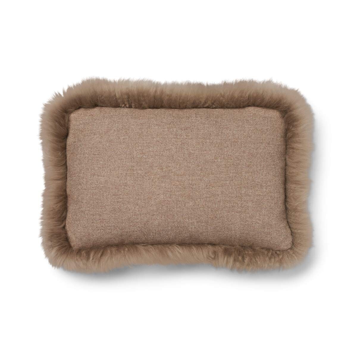 Wollkissen | 100% Wolle | Fellborte | 34x52 cm Beige/Taupe