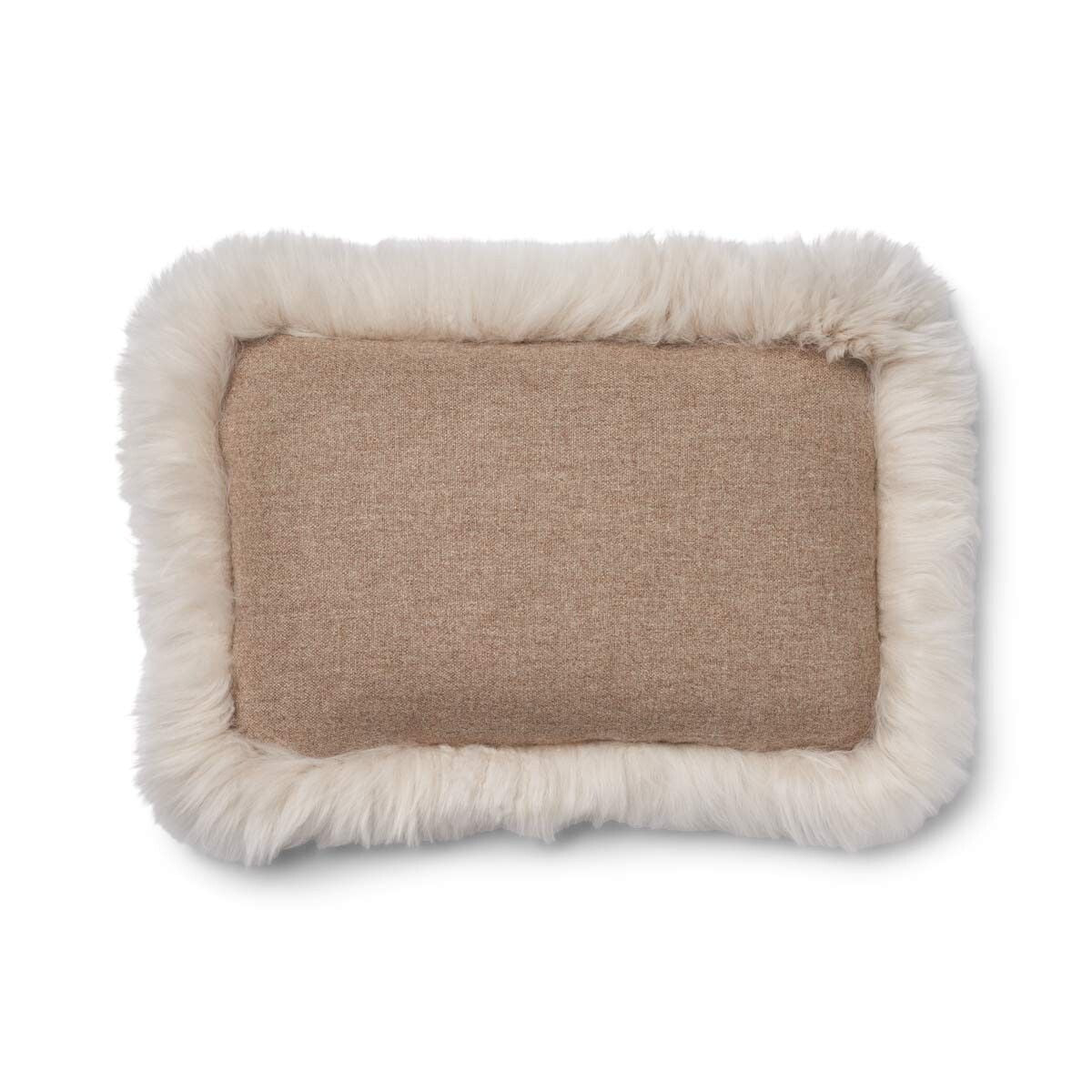 Wollkissen | 100% Wolle | Fellborte | 34x52 cm Beige/Leinen