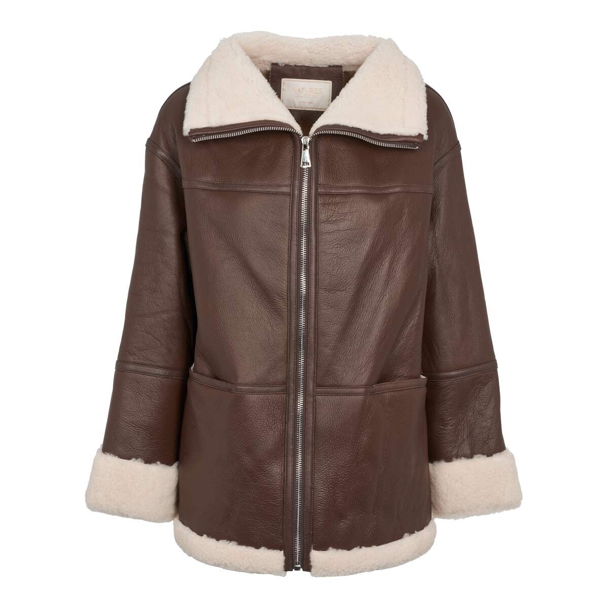 Karina Jacke | Shearling Schoko/Beige