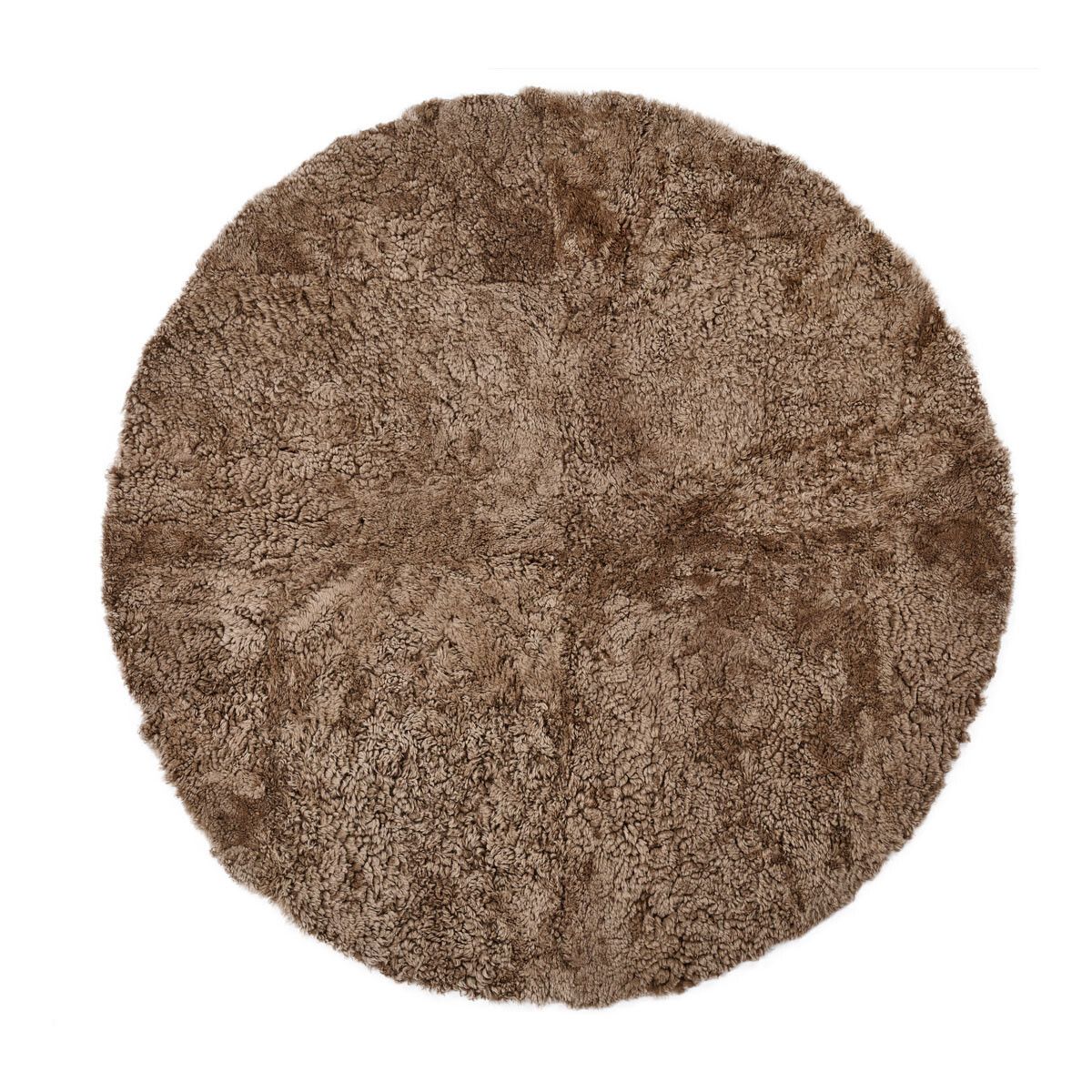 Lammfell Designerteppich | Langhaar | Neuseeland | D140 cm Taupe