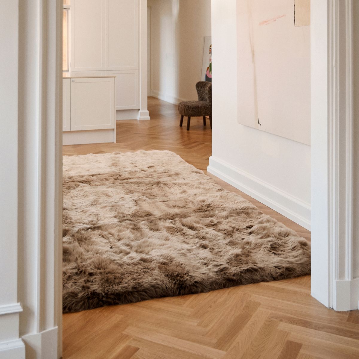 Lammfell Designerteppich | Langhaar | Neuseeland Schwarz