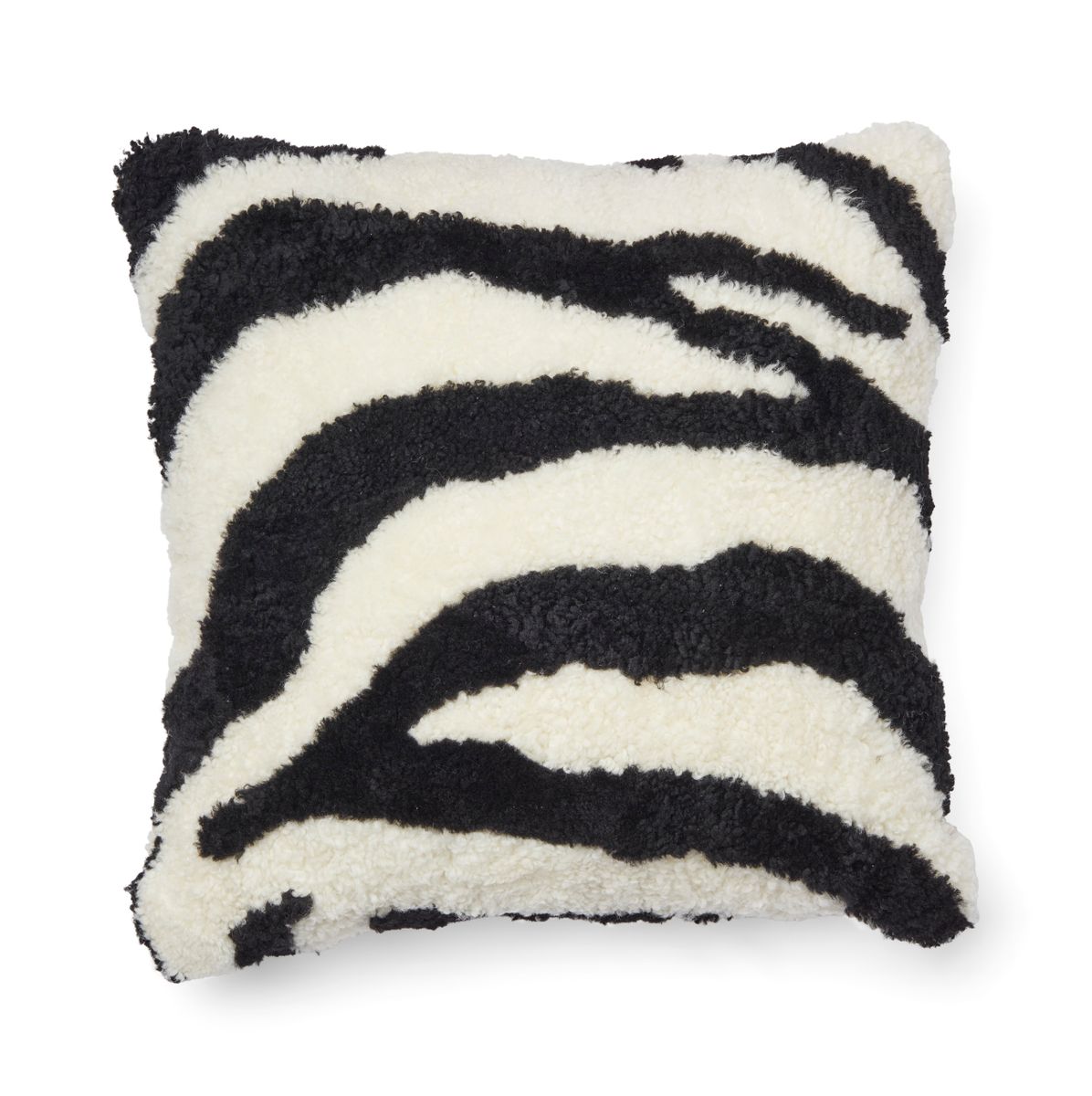 Zebra Fellkissen | Neuseeland | 60x60 cm Elfenbein/Schwarz