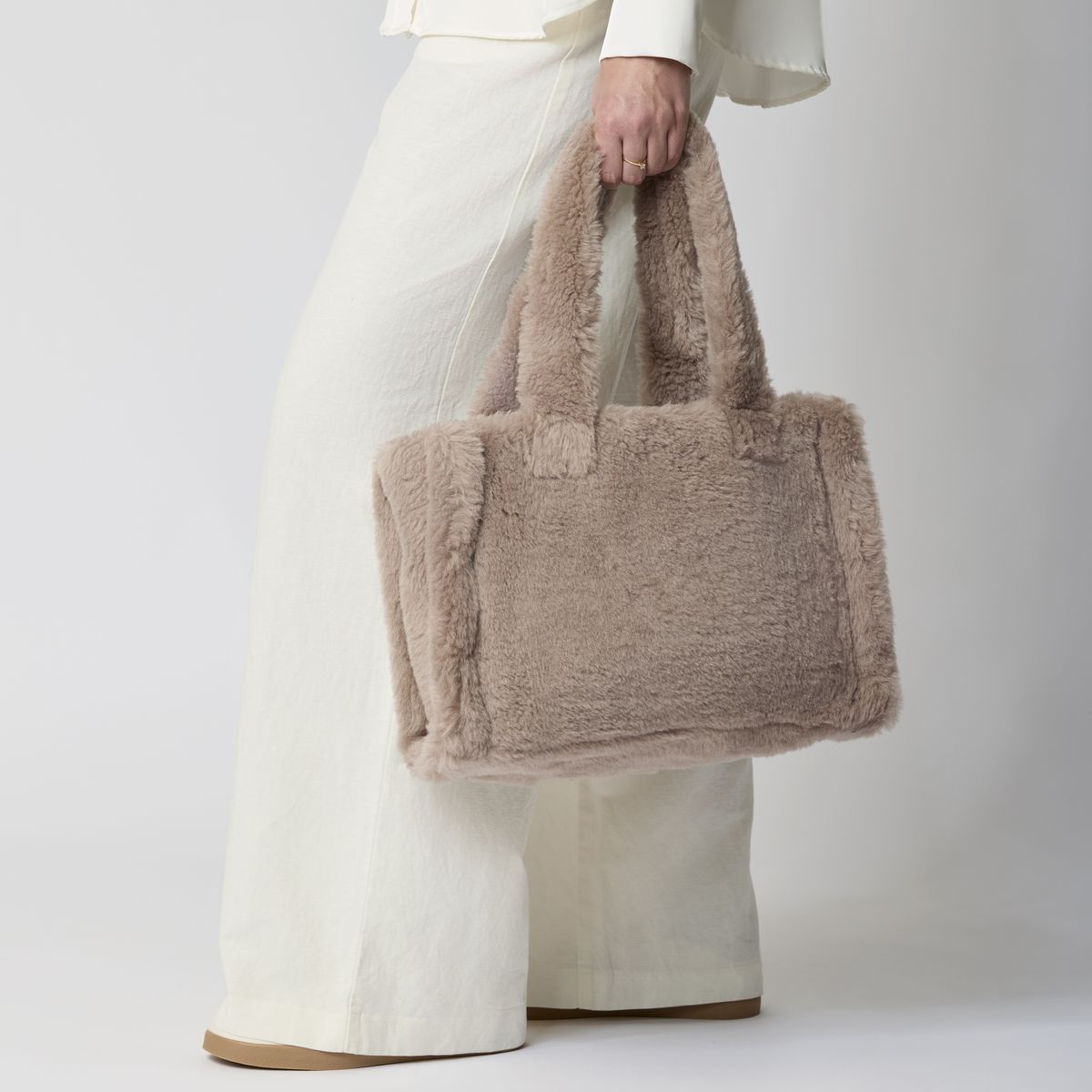 Mini Glory Shopper | Lammwolle Lederbraun
