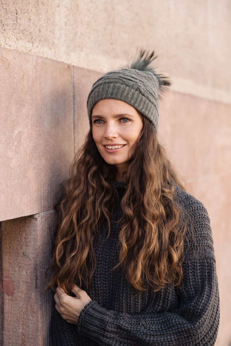 Sidse Beanie | Wolle, Waschbär Heckengrün/Heckengrün