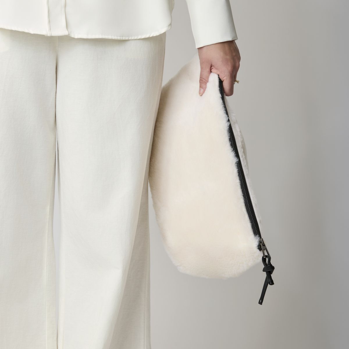 Maxi Havana Clutch | Lammwolle Beige