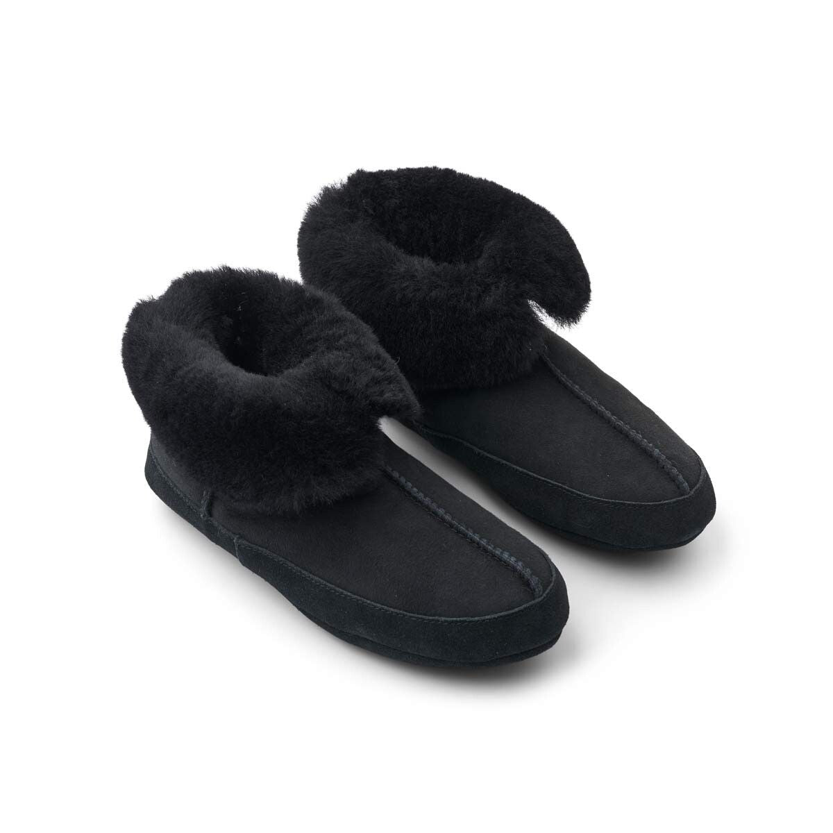 Soft Sole Slipper | Wildleder, Lammfell Schwarz