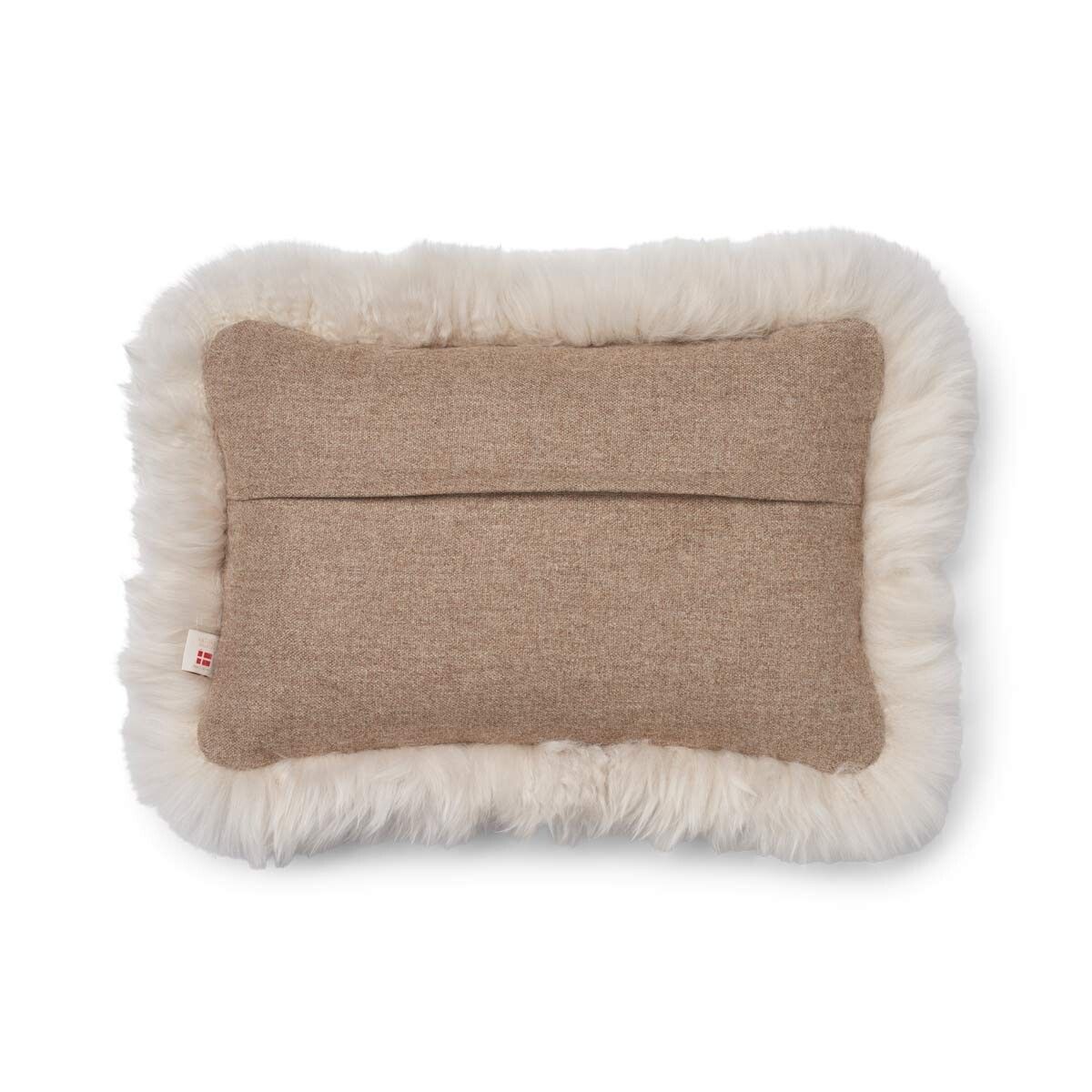 Wollkissen | 100% Wolle | Fellborte | 34x52 cm Beige/Leinen