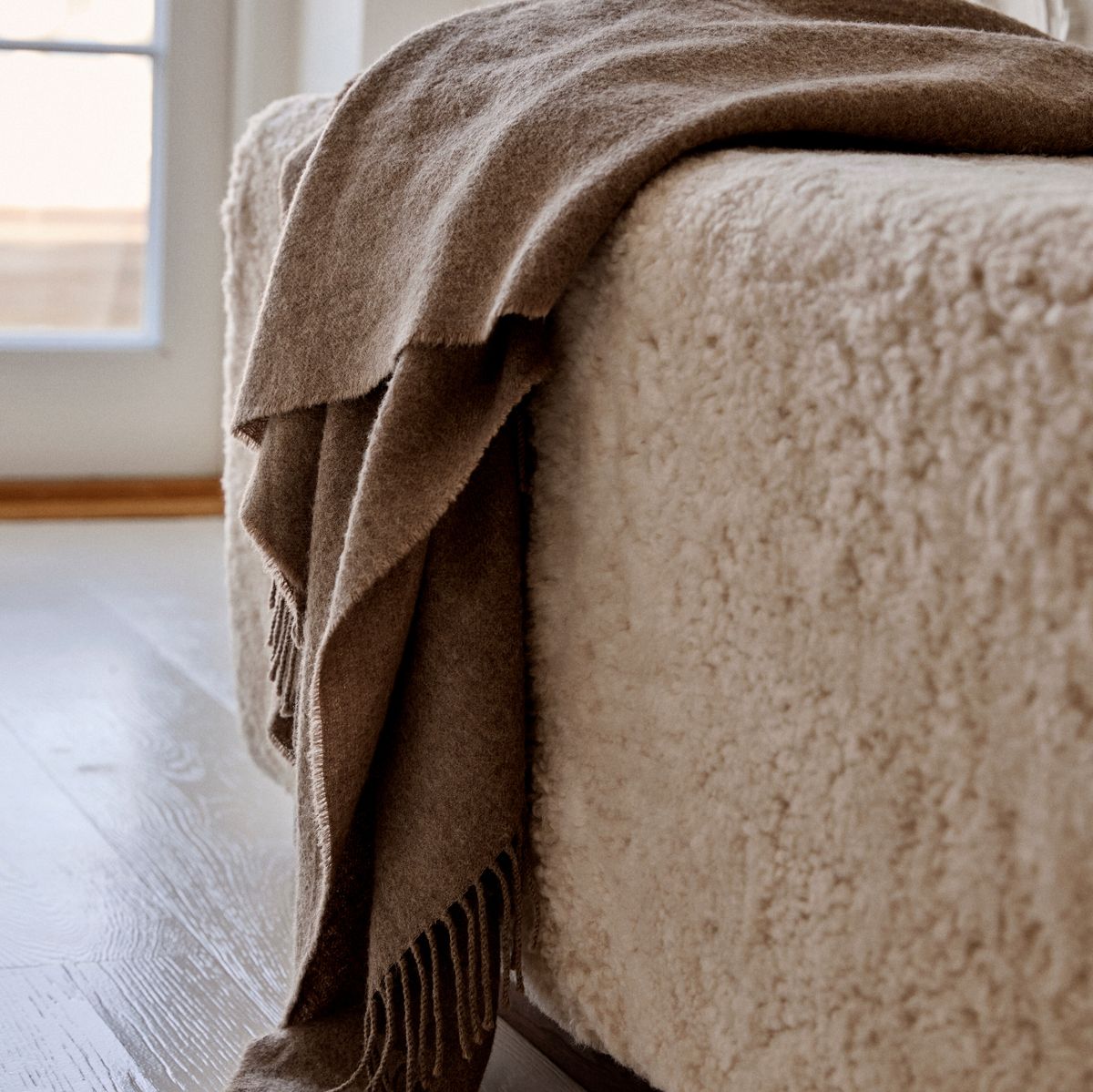 Amanda Wollplaid | 100% Baby Alpaka Wolle | 130x200 cm Dunkelgrau