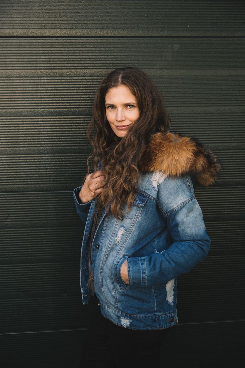 Riley Jacke | Denim, Waschbär Naturbraun