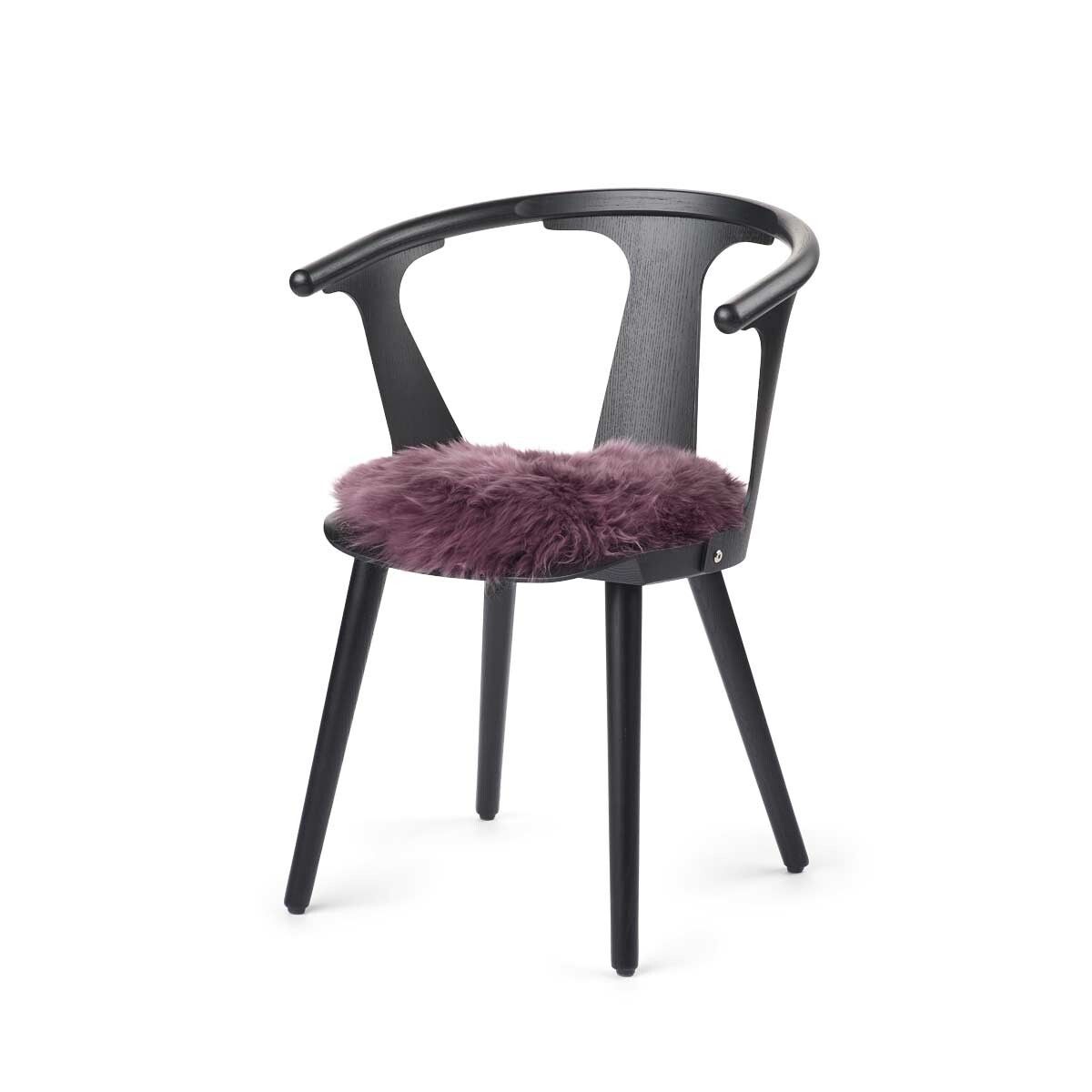 Lammfell Stuhlauflage | Langhaar | Neuseeland | D38 cm Aubergine