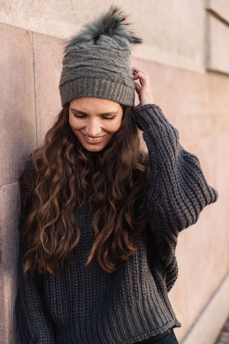 Sidse Beanie | Wolle, Waschbär Heckengrün/Heckengrün