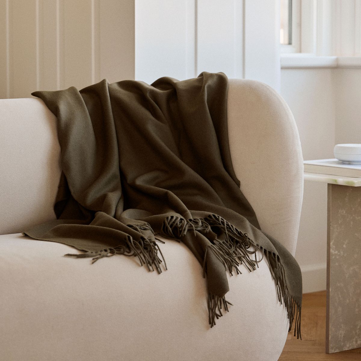 Amanda Wollplaid | 100% Baby Alpaka Wolle | 130x200 cm Dunkelgrau