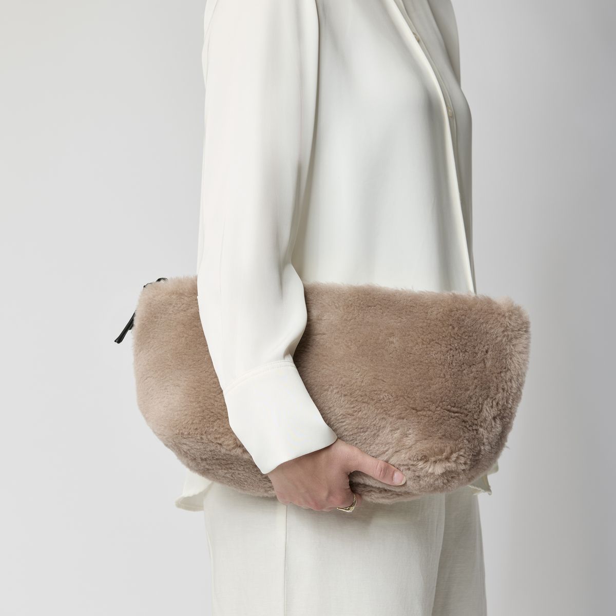 Maxi Havana Clutch | Lammwolle Beige