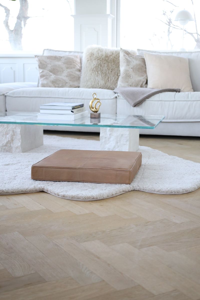 Quadratischer Sitzbezug | Premium Kalbsleder | 50x50x6 cm Gold Tan