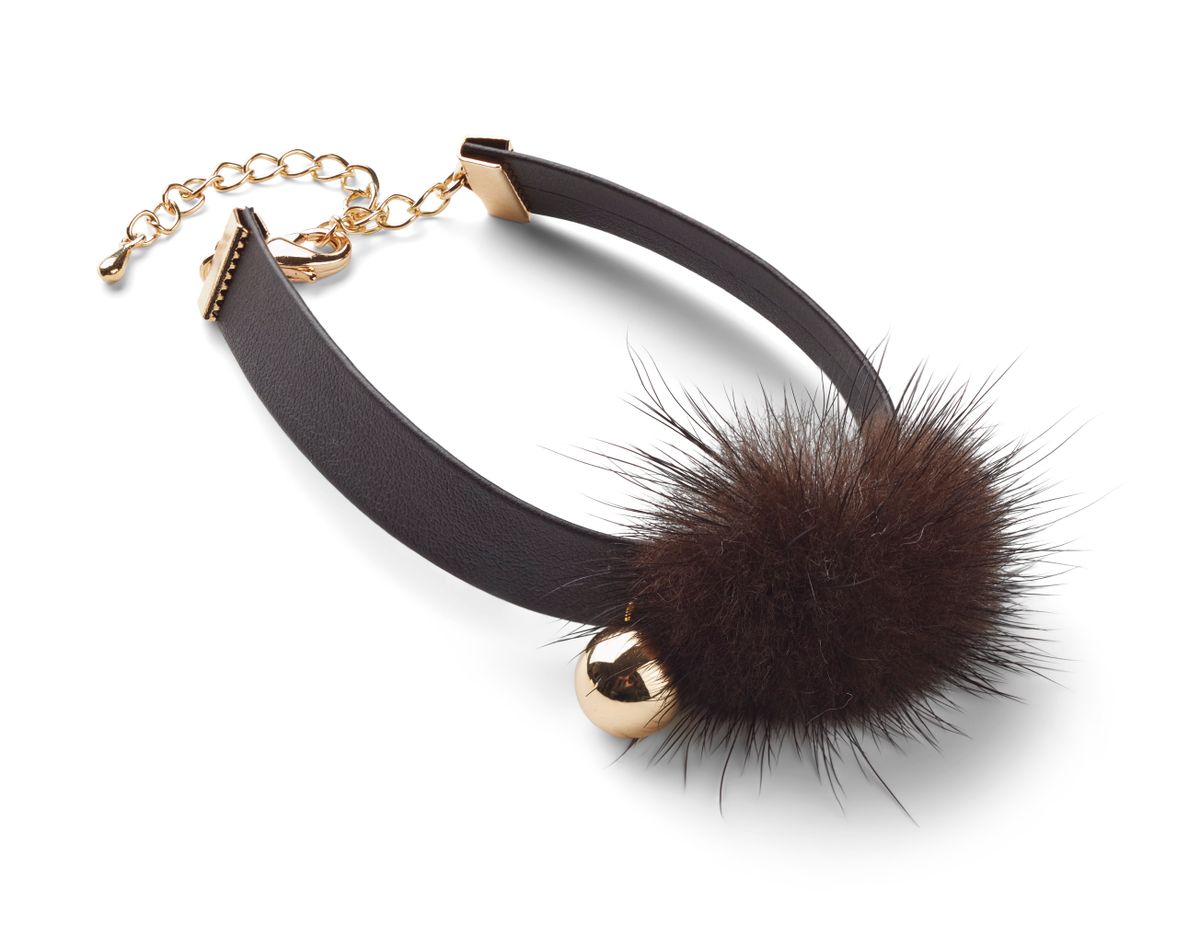 Nicki Armband | Nerz, Leder Braun