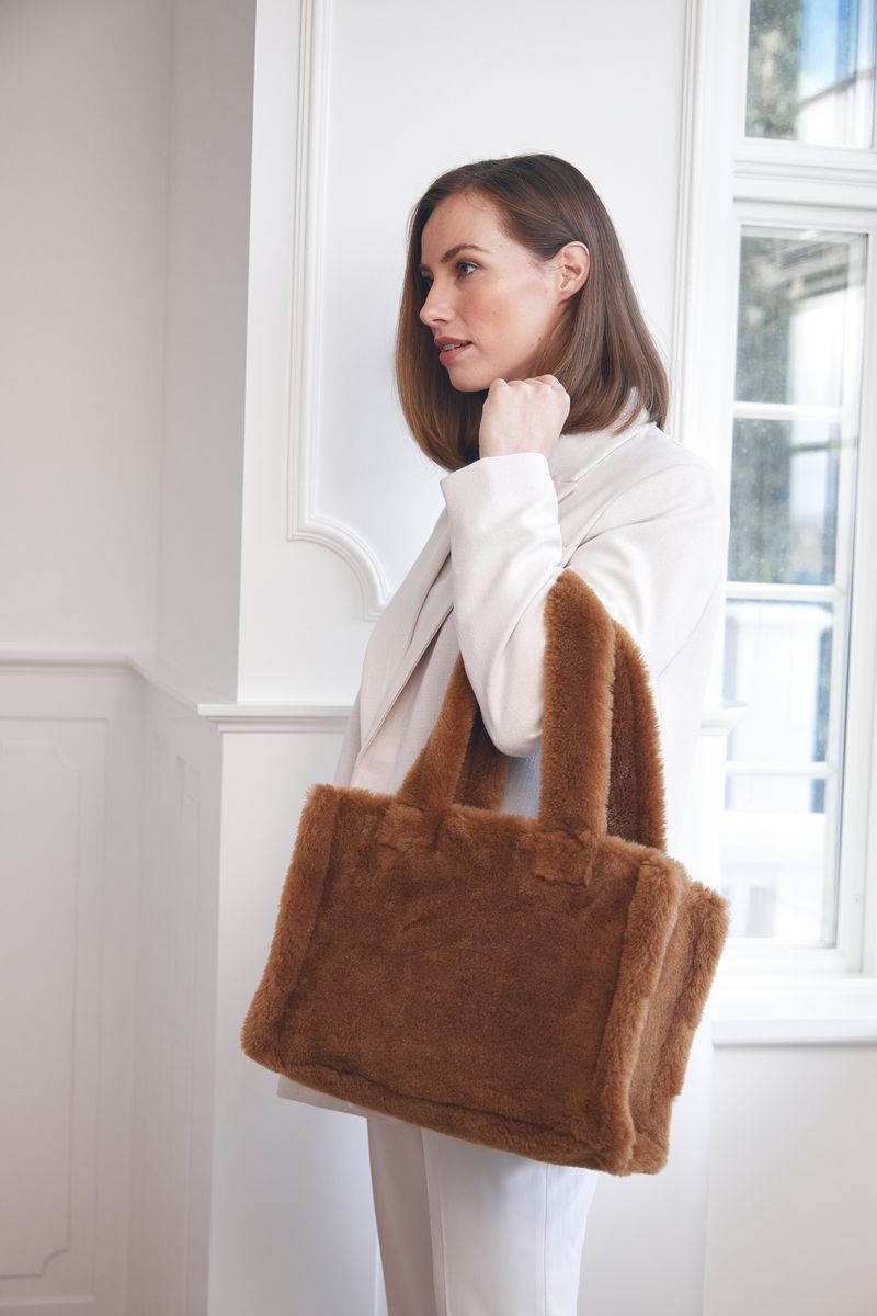 Mini Glory Shopper | Lammwolle Teddybraun