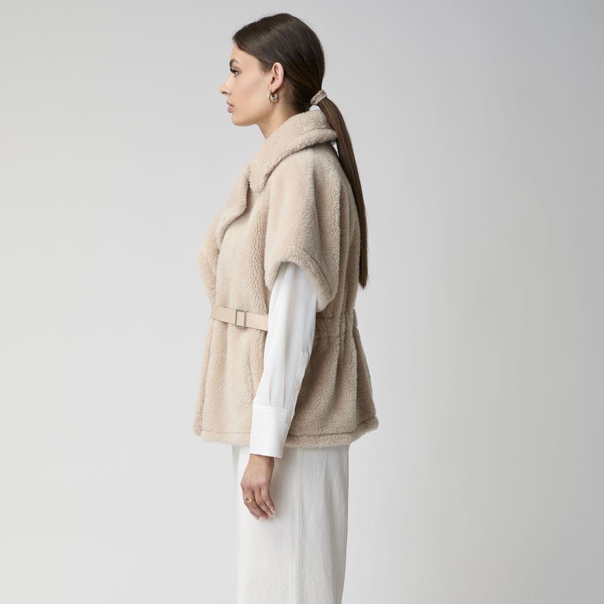Elvira Poncho | Lammwolle Beige