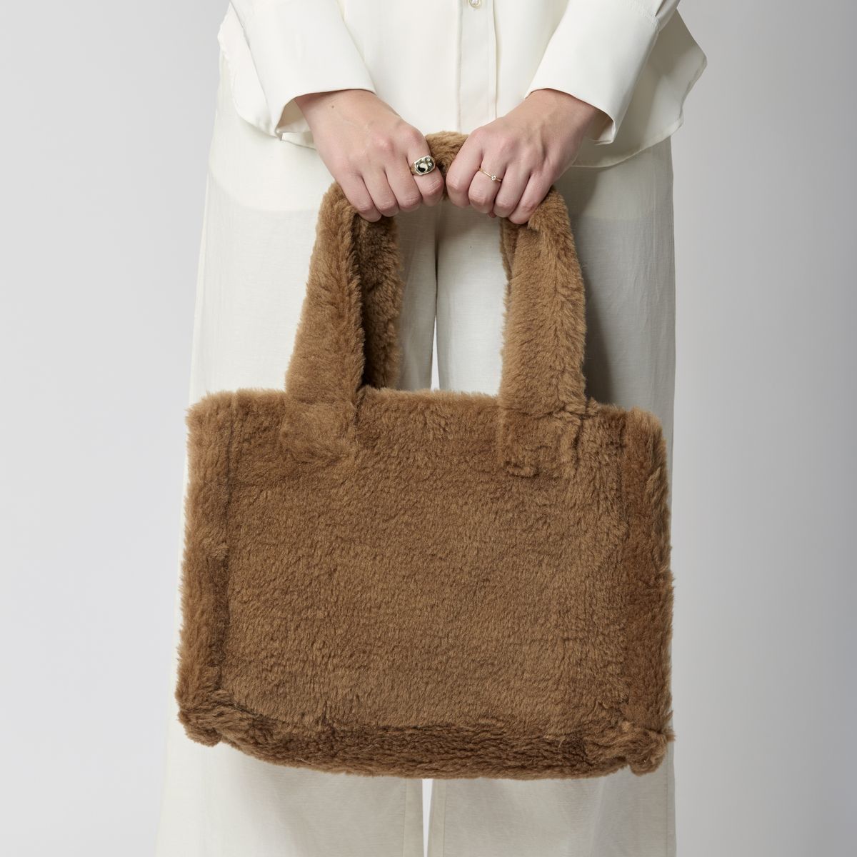 Mini Glory Shopper | Lammwolle Lederbraun