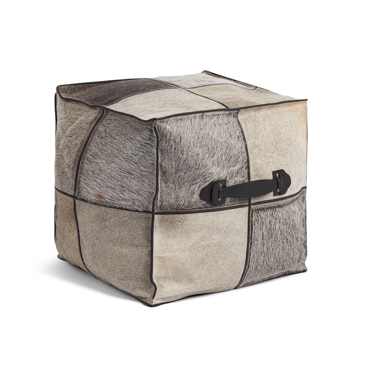 Hocker mit Griff | Brasilien | Kalbsleder | 45x45x45 cm