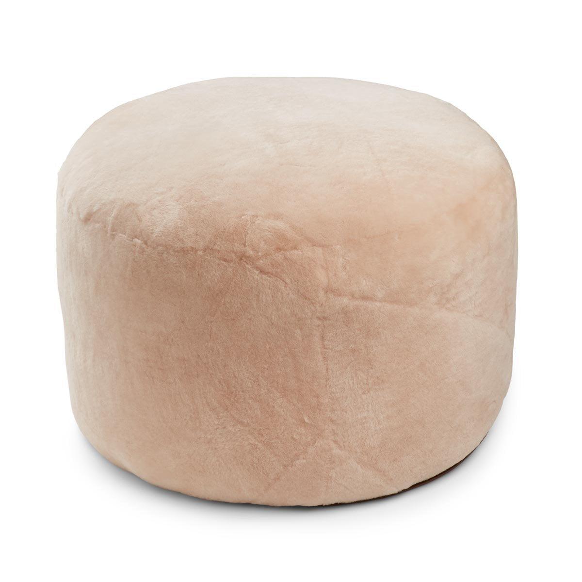 Round Pouf | New Zealand Sheepskin | Moccasin | Calf Leather Backing - Naturescollection.eu