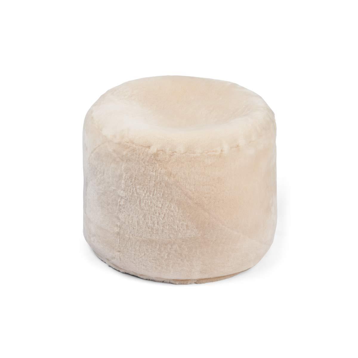 Round Pouf | New Zealand Sheepskin | Moccasin | Calf Leather Backing - Naturescollection.eu