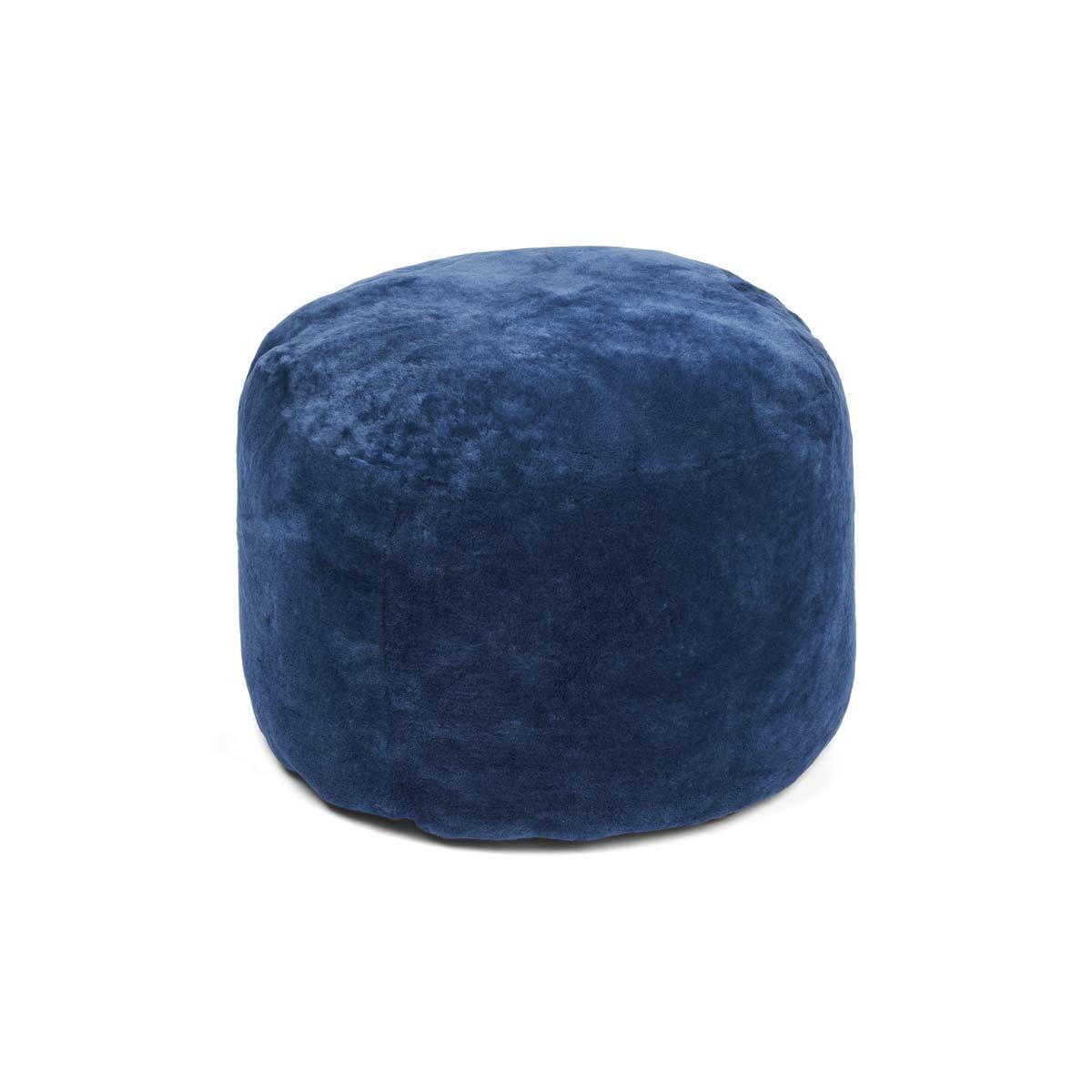 Round Pouf | New Zealand Sheepskin | Moccasin | Calf Leather Backing - Naturescollection.eu