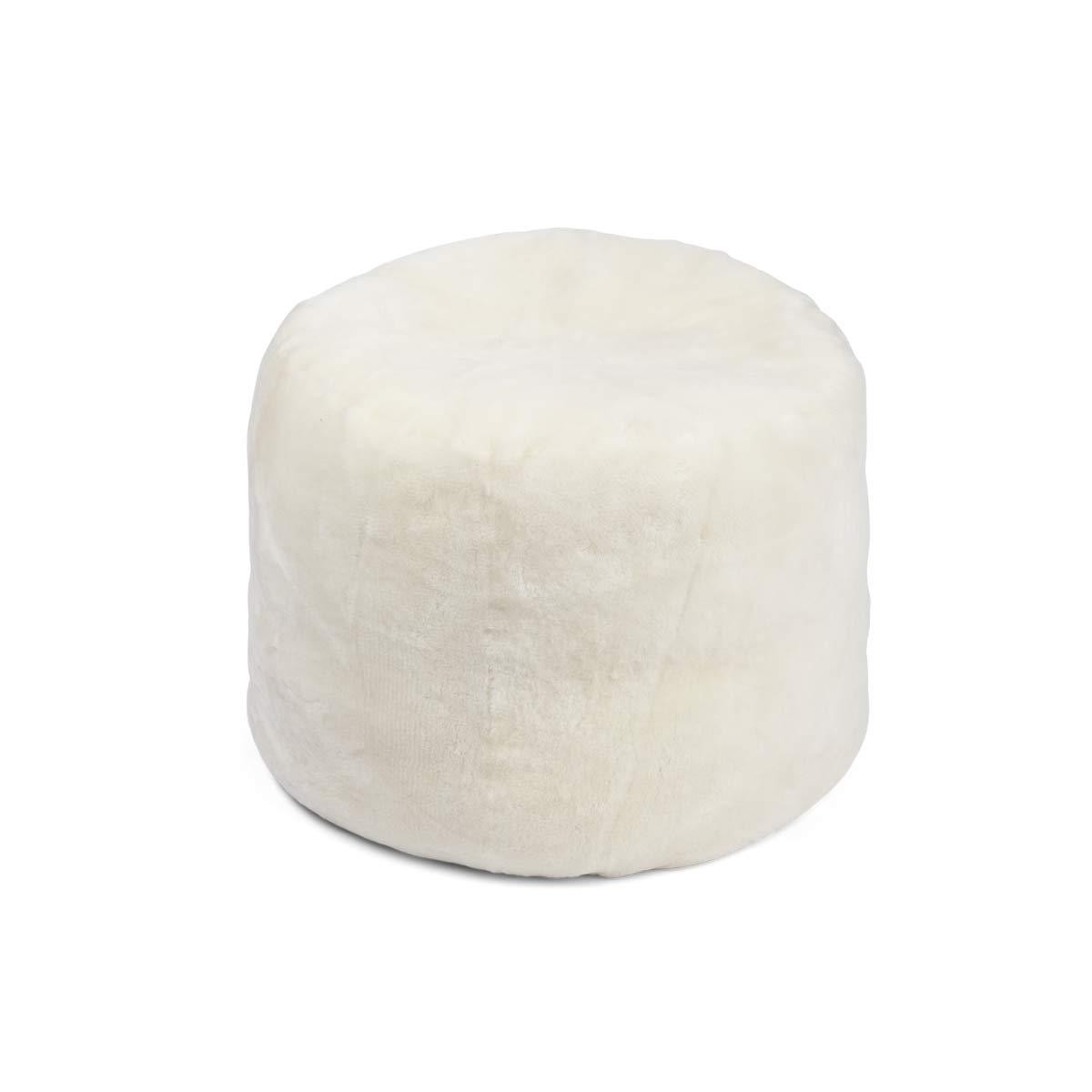 Round Pouf | New Zealand Sheepskin | Moccasin | Calf Leather Backing - Naturescollection.eu