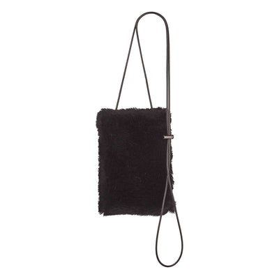 Schwarze Designer Handtasche aus Lammfell