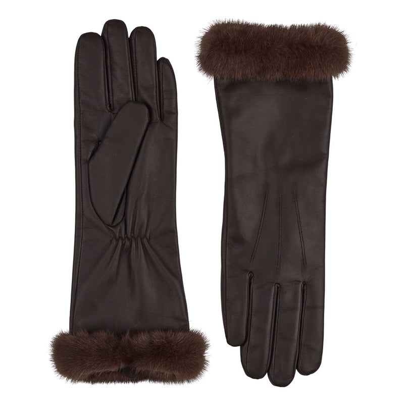 Lange schwarze Handschuhe mit Nerz
