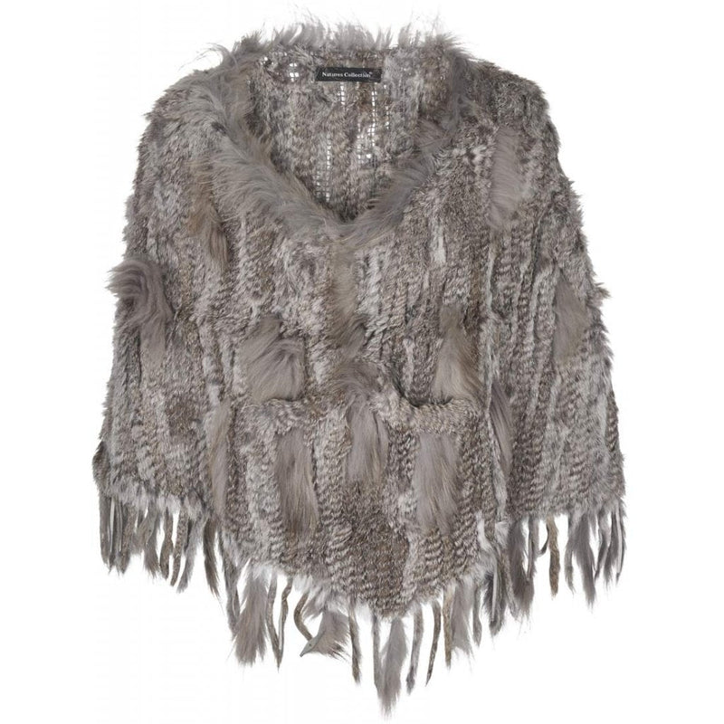 NC Fashion Noa Poncho with Tassels Ponchoes Natural Grey